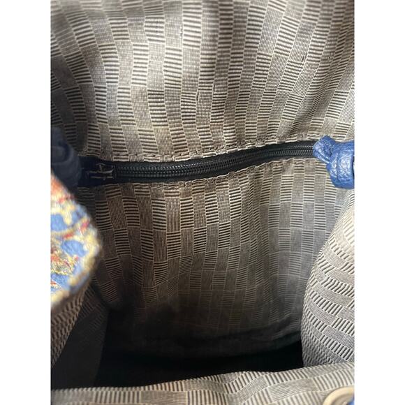 Hippie Boho handwoven nubuck leather Kilim Arts backpack Turkish-made Navy Olive - Picture 5 of 7